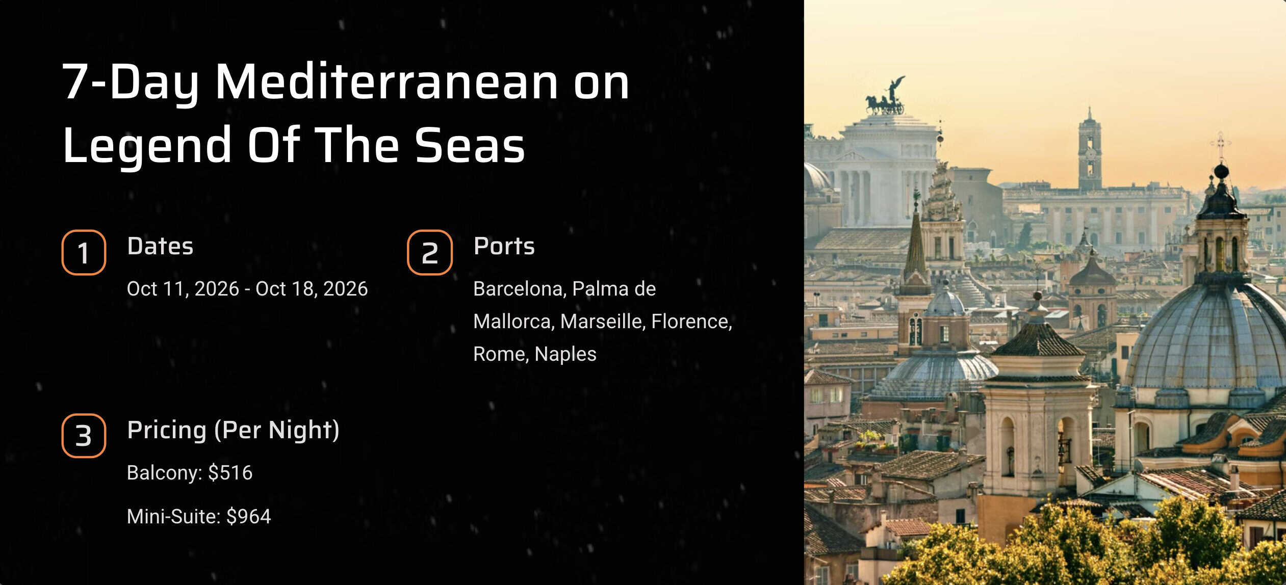 7-Day Mediterranean on Royal Caribbean Legend of the Seas